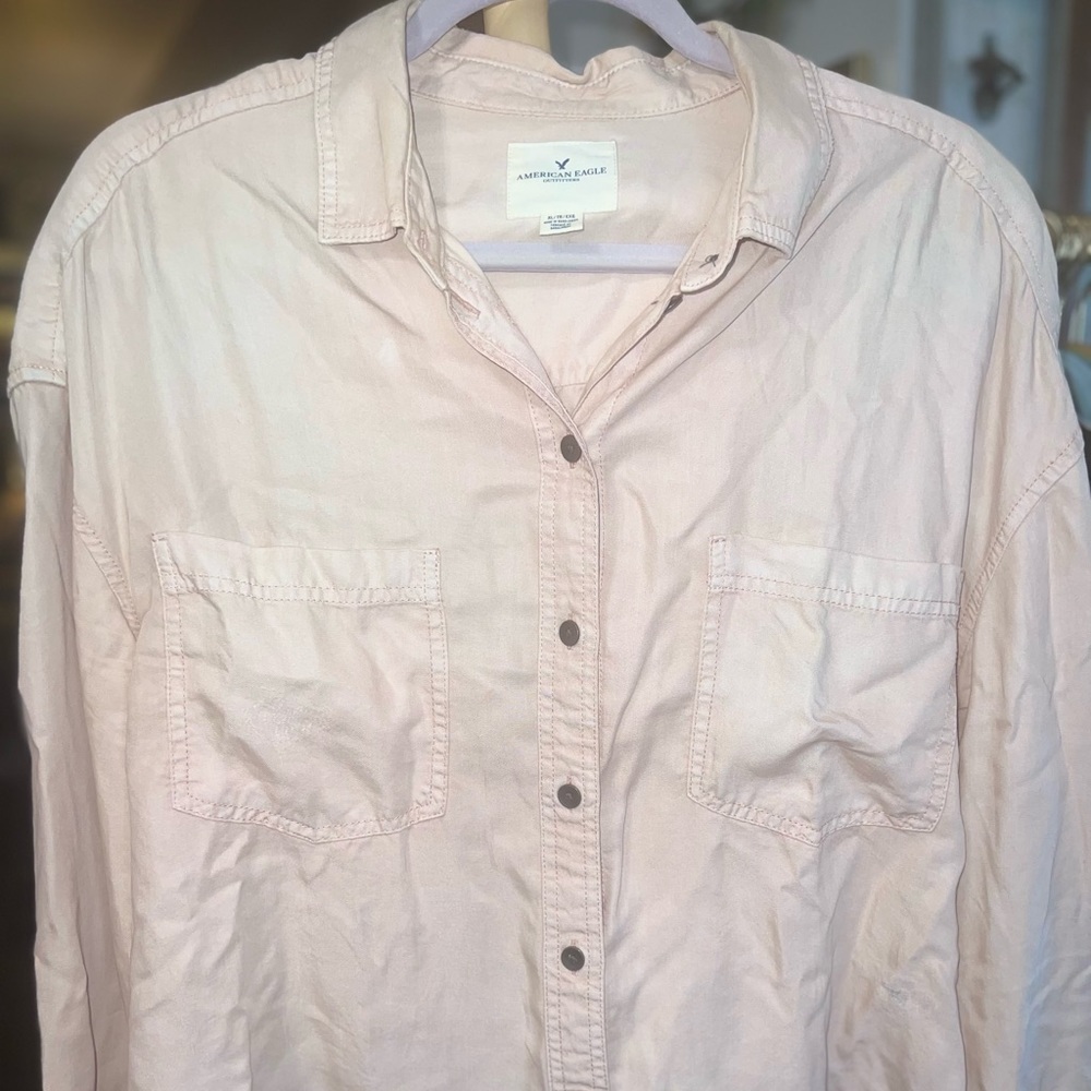 American eagle cropped button up